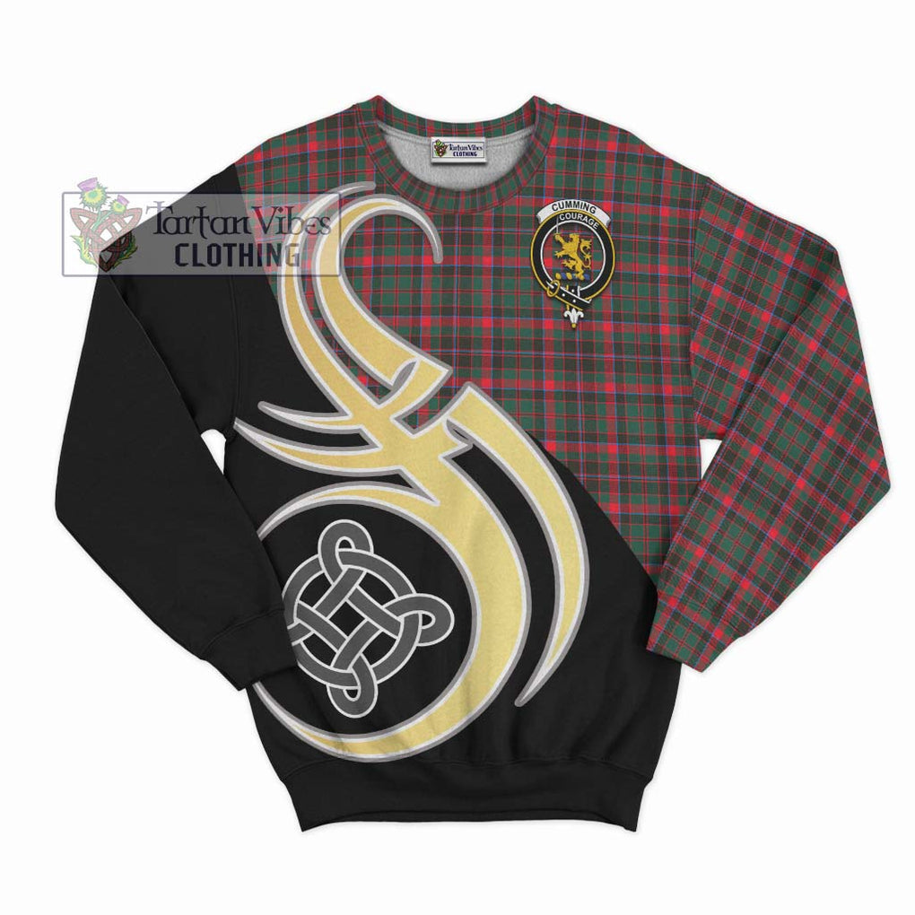 Cumming Hunting Modern Tartan Sweatshirt with Family Crest and Celtic Symbol Style - Tartan Vibes Clothing