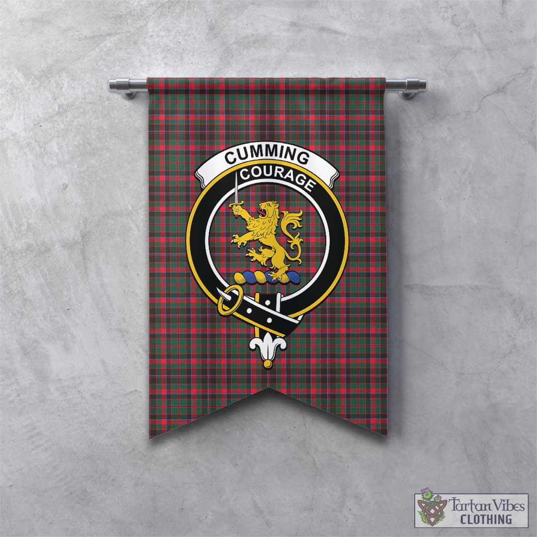 Tartan Vibes Clothing Cumming Hunting Modern Tartan Gonfalon, Tartan Banner with Family Crest