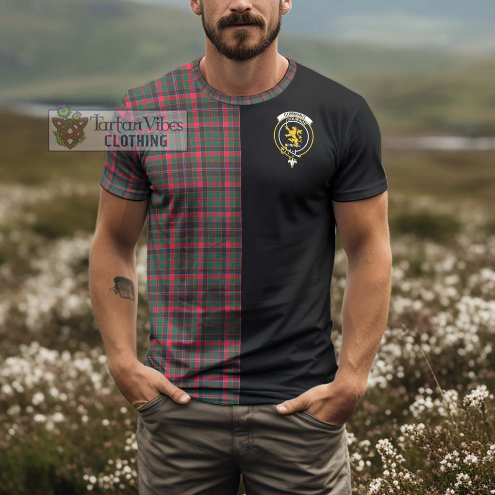 Cumming Hunting Modern Tartan T-Shirt with Family Crest and Half Of Me Style - Tartanvibesclothing Shop