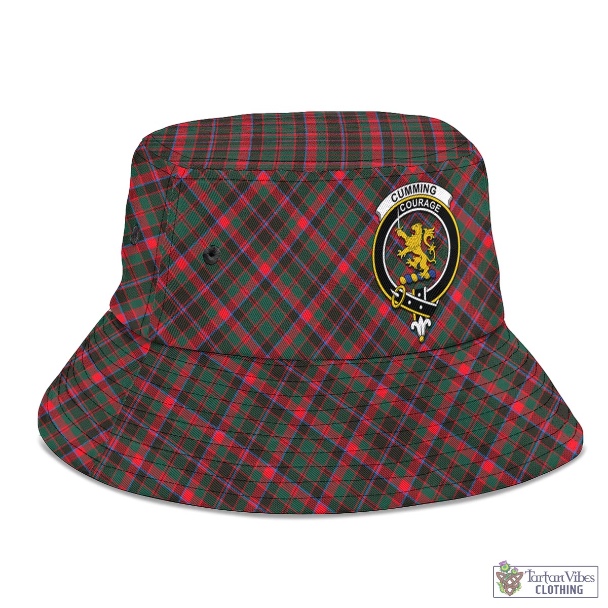 Tartan Vibes Clothing Cumming Hunting Modern Tartan Bucket Hat with Family Crest