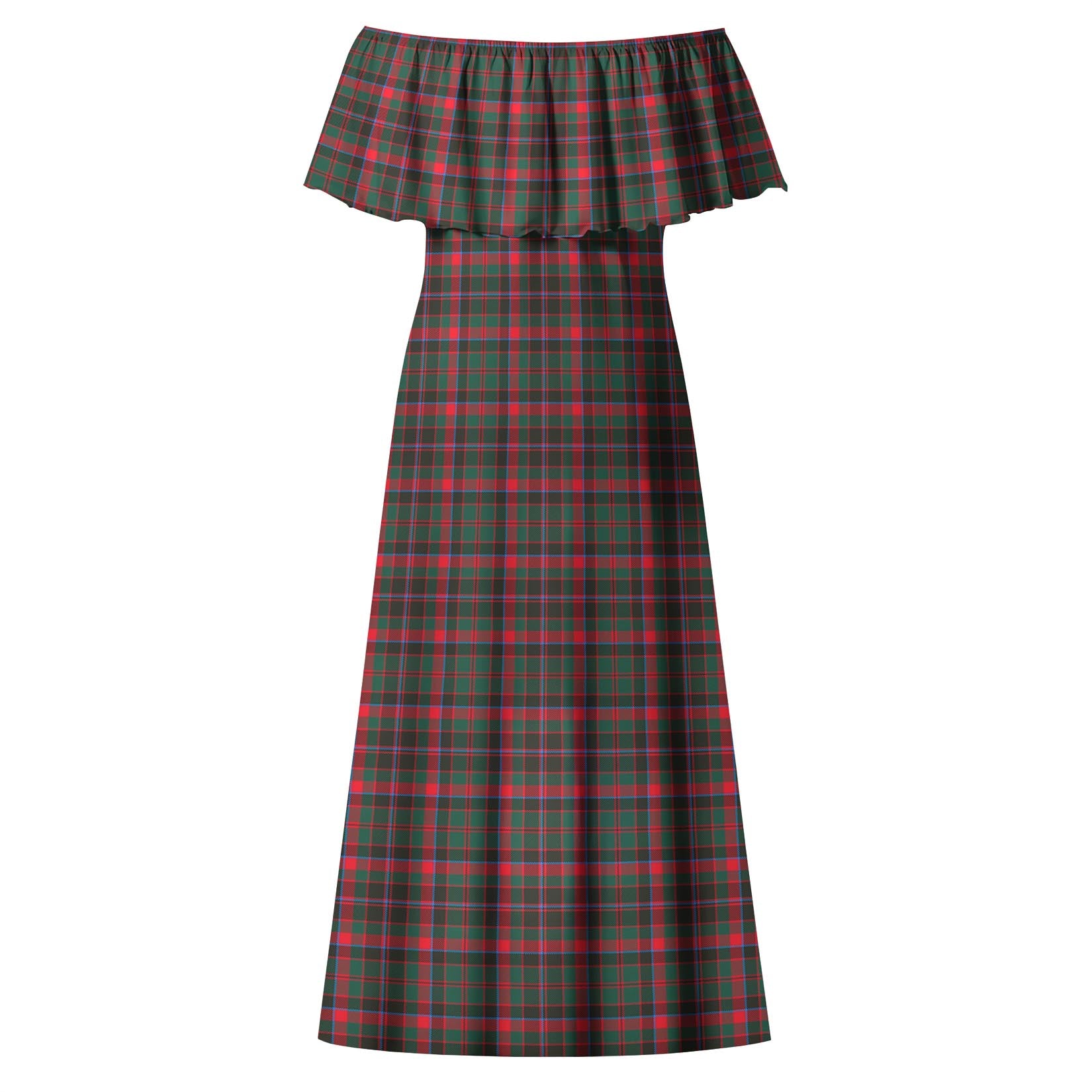 Cumming Hunting Modern Tartan Off Shoulder Long Dress - Tartanvibesclothing