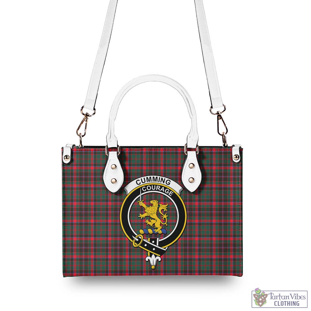 Tartan Vibes Clothing Cumming Hunting Modern Tartan Luxury Leather Handbags with Family Crest