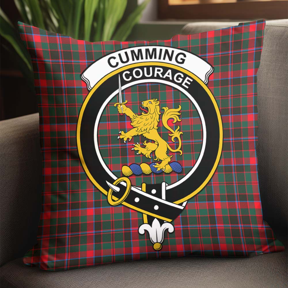 Cumming Hunting Modern Tartan Pillow Cover with Family Crest - Tartanvibesclothing