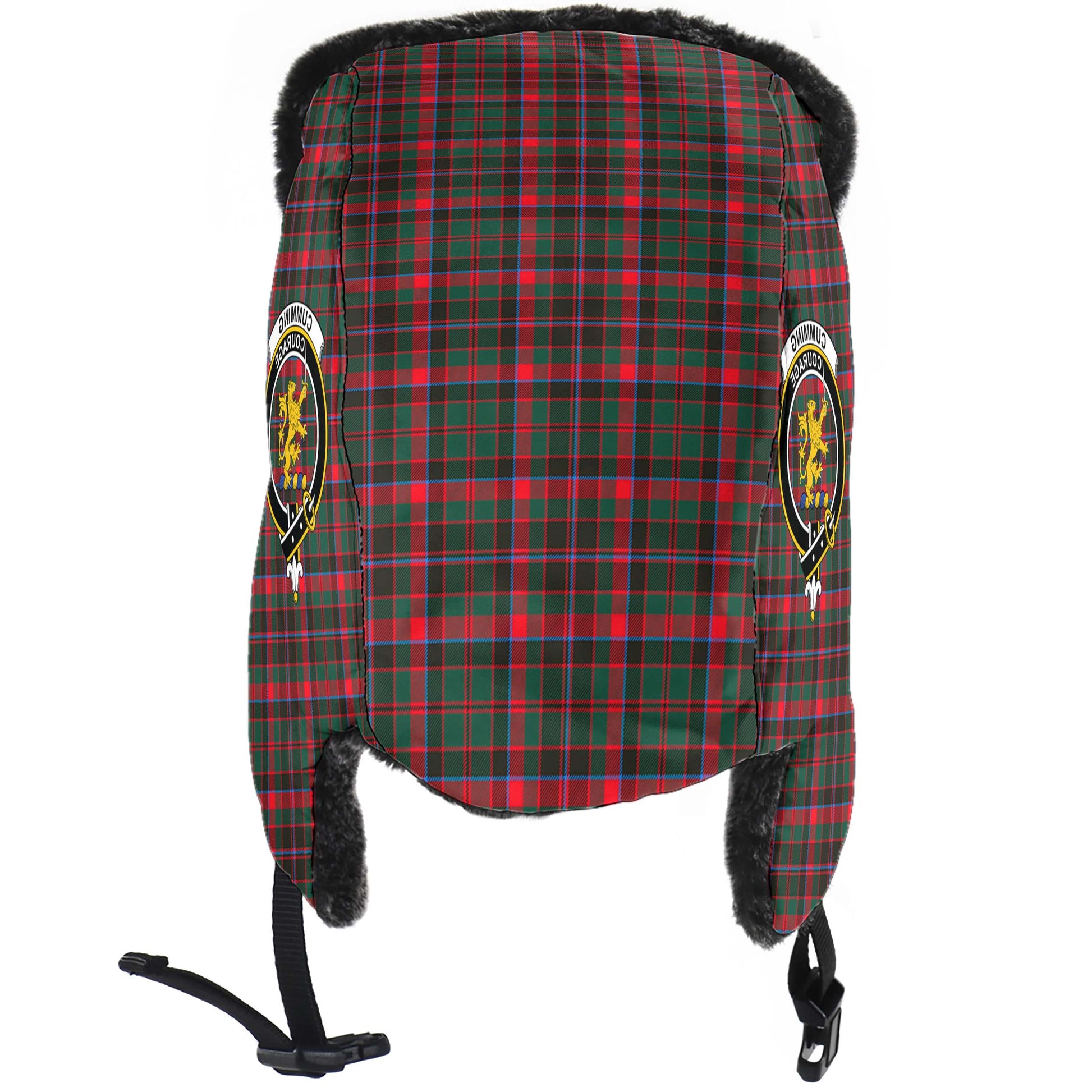 Cumming Hunting Modern Tartan Winter Trapper Hat with Family Crest - Tartanvibesclothing