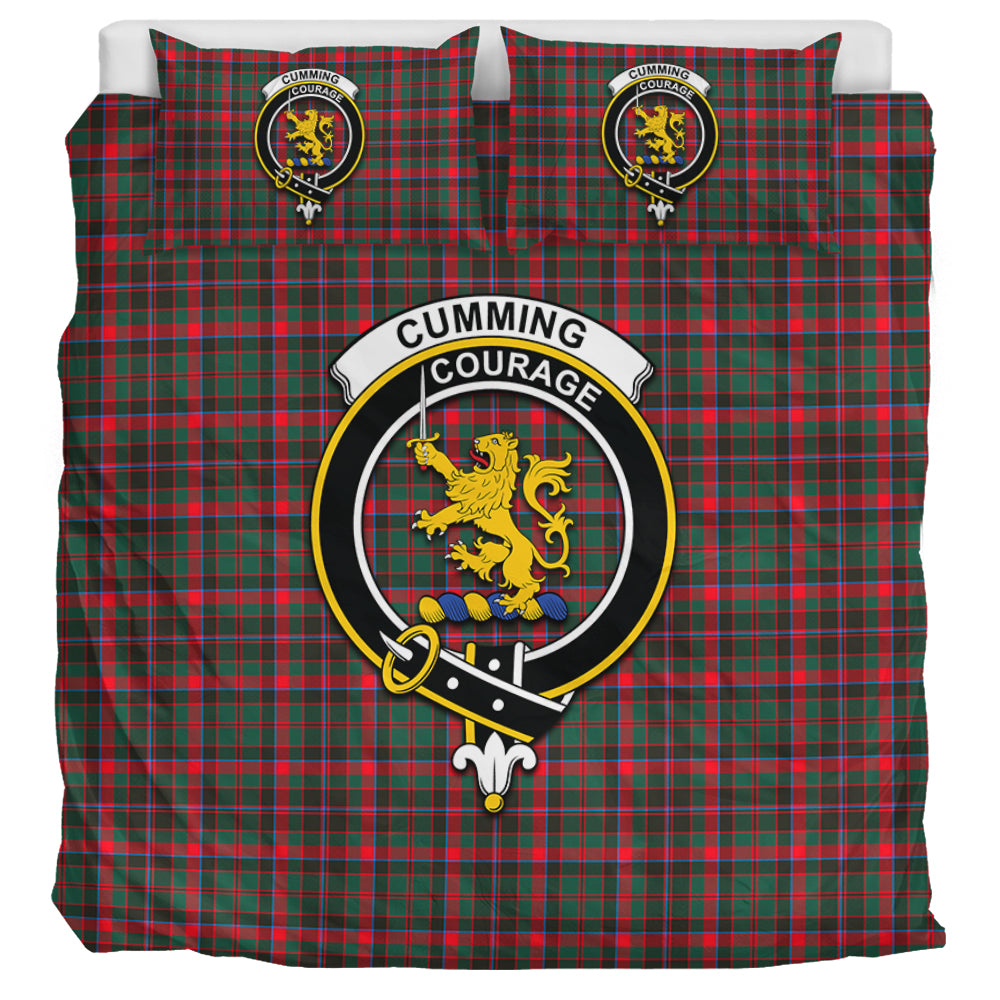 Cumming Hunting Modern Tartan Bedding Set with Family Crest UK Bedding Set UK Super King 104*94 inch - Tartan Vibes Clothing