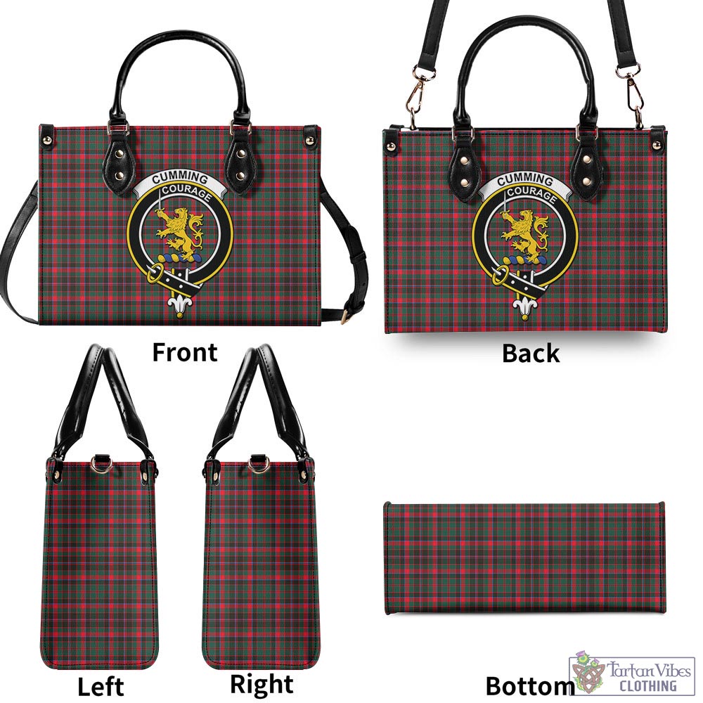 Tartan Vibes Clothing Cumming Hunting Modern Tartan Luxury Leather Handbags with Family Crest