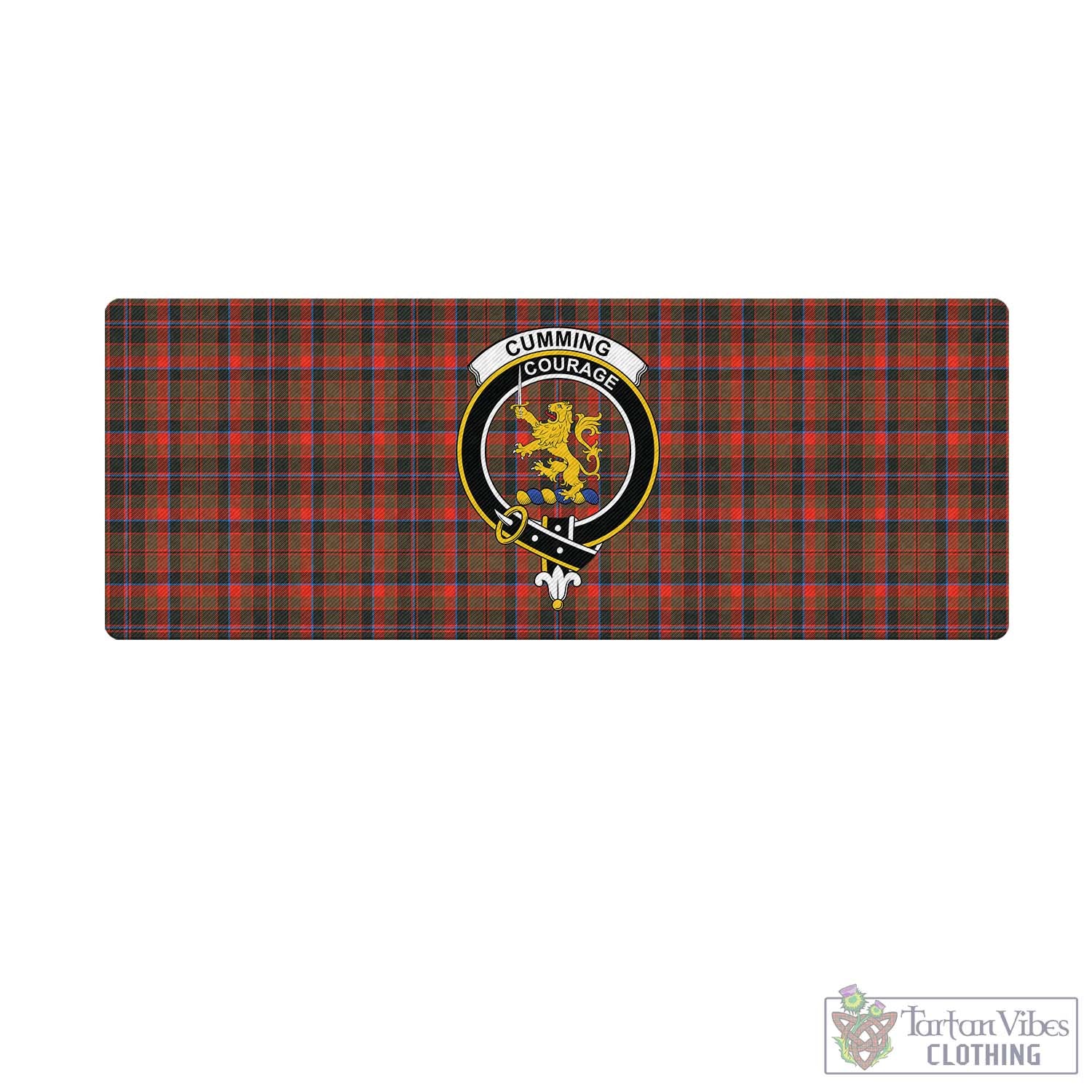 Tartan Vibes Clothing Cumming Hunting Weathered Tartan Mouse Pad with Family Crest