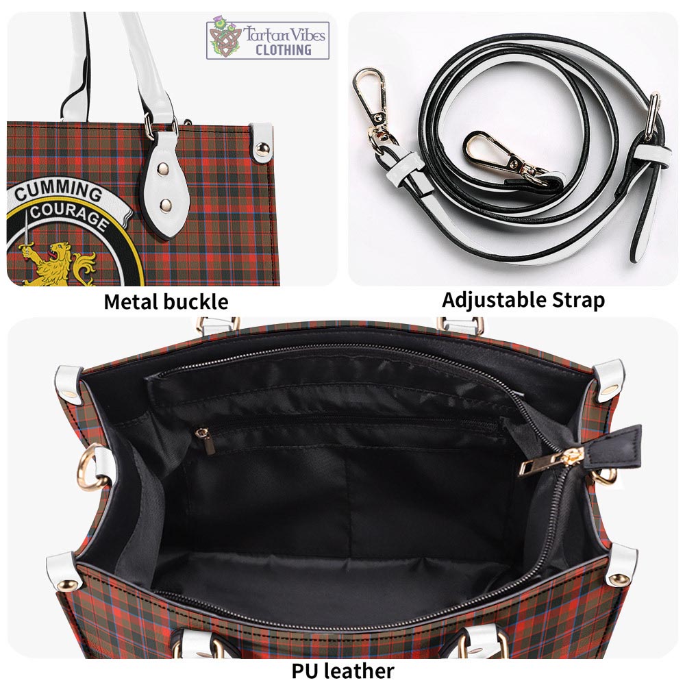 Tartan Vibes Clothing Cumming Hunting Weathered Tartan Luxury Leather Handbags with Family Crest