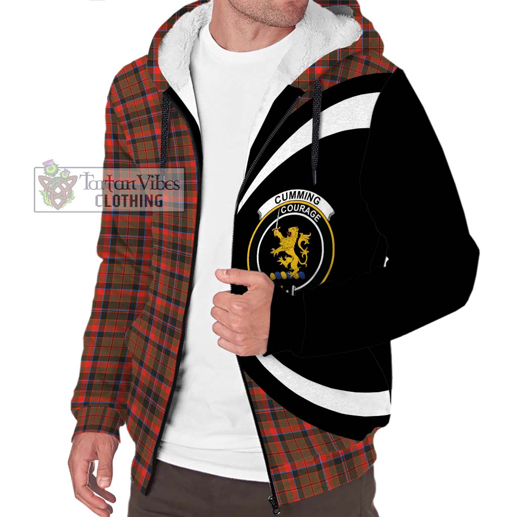 Cumming Hunting Weathered Tartan Sherpa Hoodie with Family Crest Circle Style Unisex S - Tartan Vibes Clothing