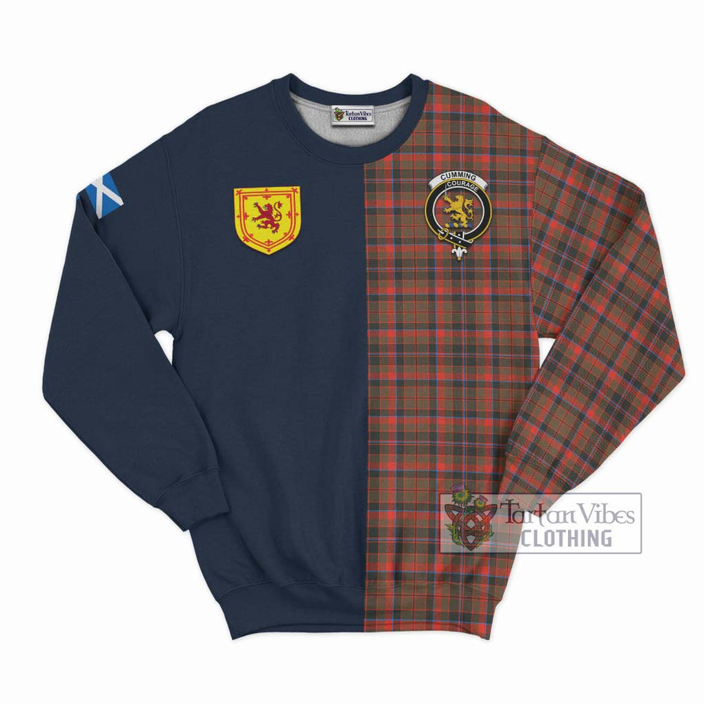 Tartan Vibes Clothing Cumming Hunting Weathered Tartan Sweatshirt with Scottish Lion Royal Arm Half Style