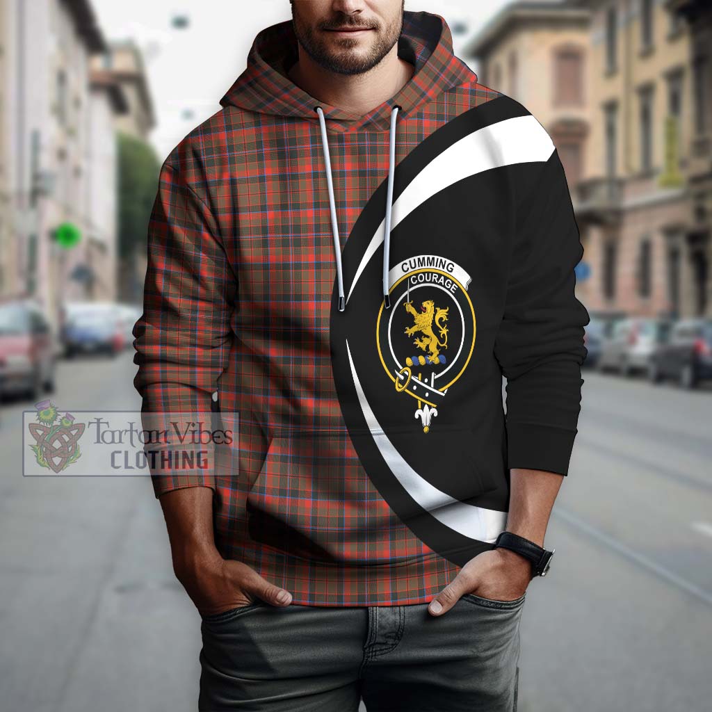 Tartan Vibes Clothing Cumming Hunting Weathered Tartan Hoodie with Family Crest Circle Style