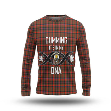 Cumming Hunting Weathered Tartan Long Sleeve T-Shirt with Family Crest DNA In Me Style