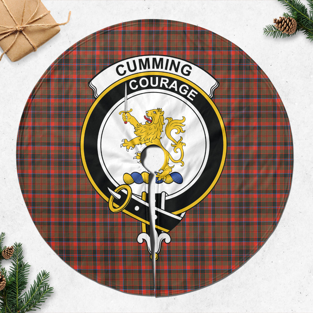 Cumming Hunting Weathered Tartan Christmas Tree Skirt with Family Crest - Tartanvibesclothing