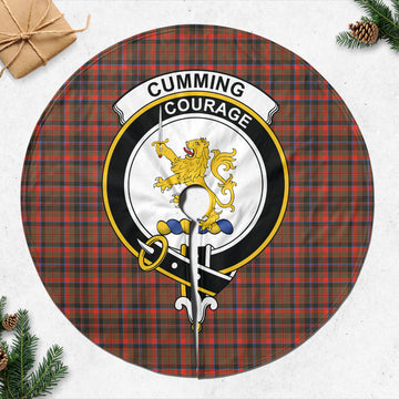 Cumming Hunting Weathered Tartan Christmas Tree Skirt with Family Crest