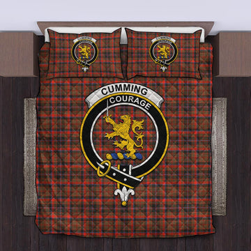 Cumming Hunting Weathered Tartan Quilt Bed Set with Family Crest