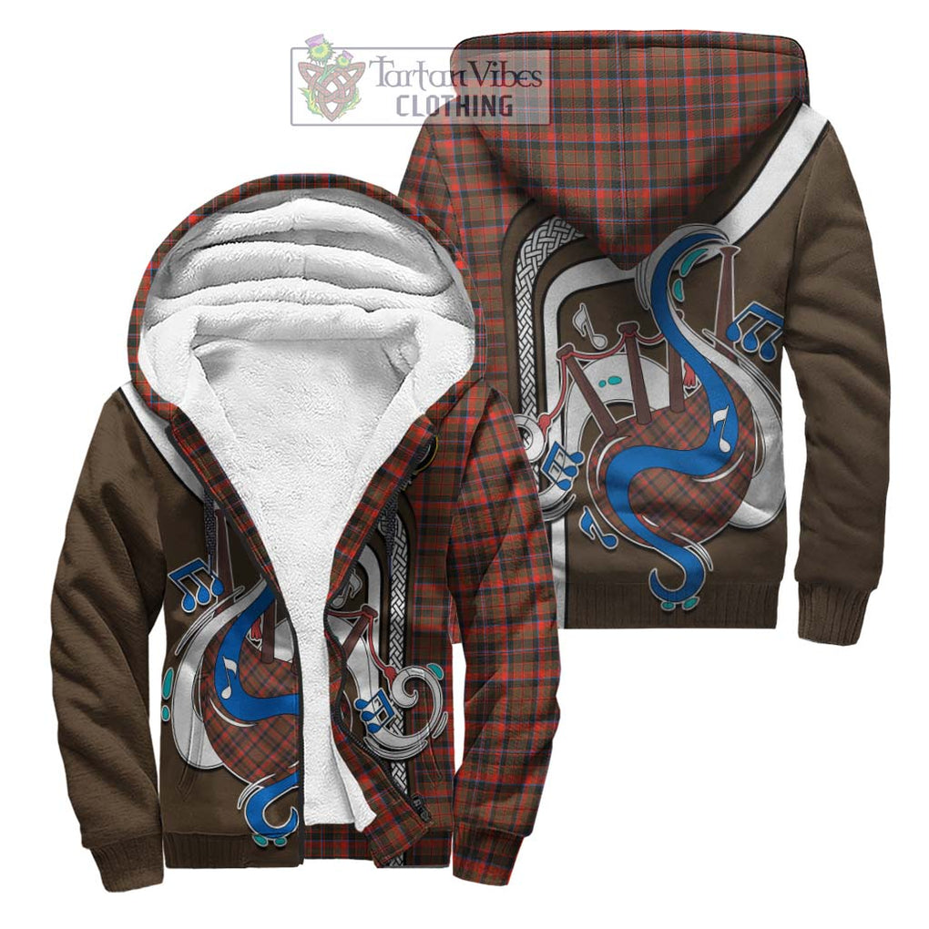 Cumming Hunting Weathered Tartan Sherpa Hoodie with Epic Bagpipe Style Unisex S - Tartanvibesclothing Shop