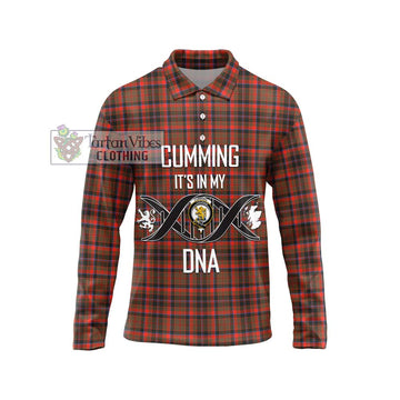 Cumming Hunting Weathered Tartan Long Sleeve Polo Shirt with Family Crest DNA In Me Style