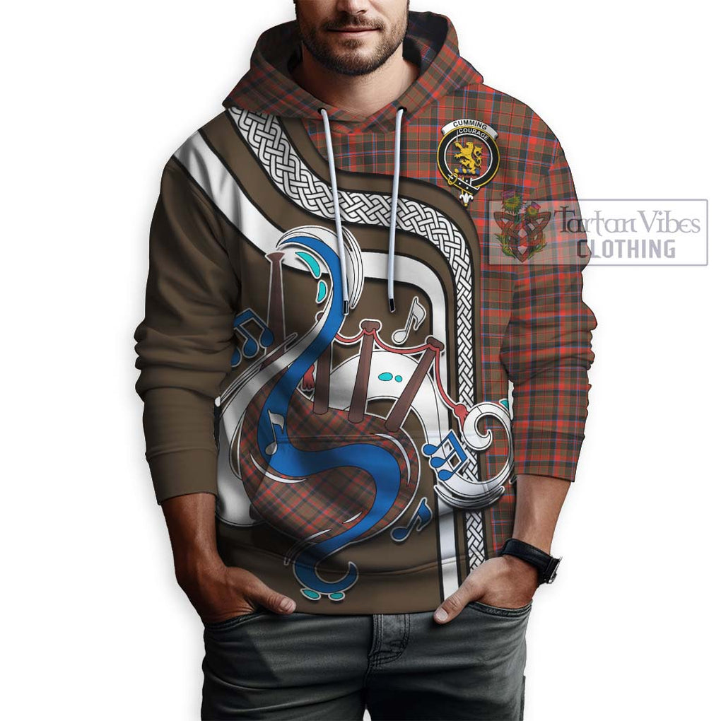 Cumming Hunting Weathered Tartan Hoodie with Epic Bagpipe Style Zip Hoodie - Tartanvibesclothing Shop