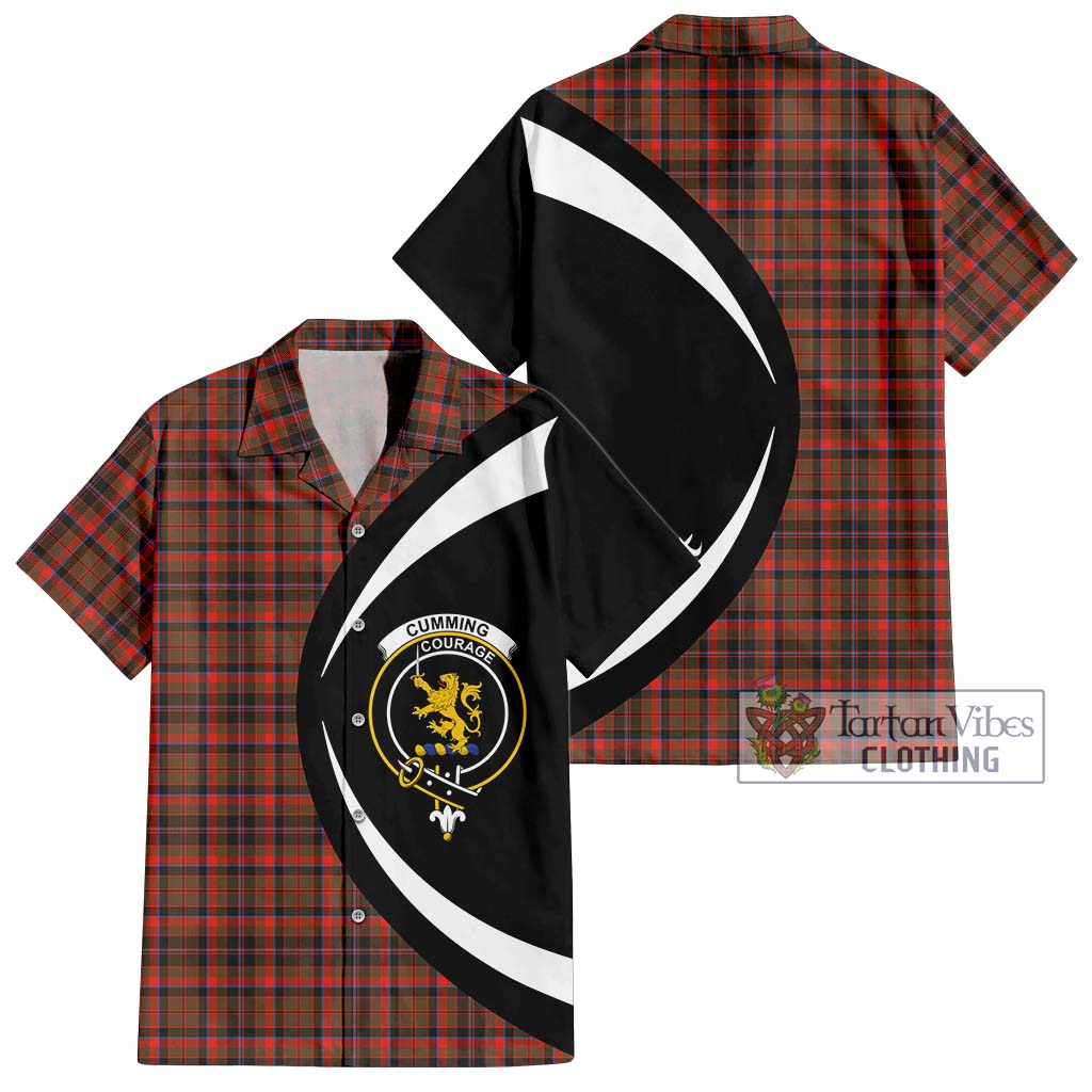 Cumming Hunting Weathered Tartan Short Sleeve Button Up with Family Crest Circle Style Kid - Tartan Vibes Clothing