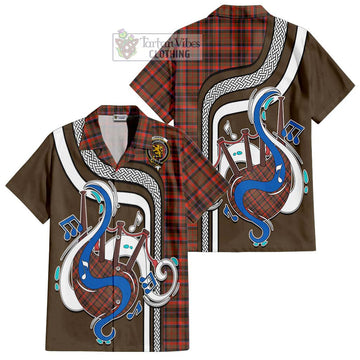 Cumming Hunting Weathered Tartan Short Sleeve Button Shirt with Epic Bagpipe Style