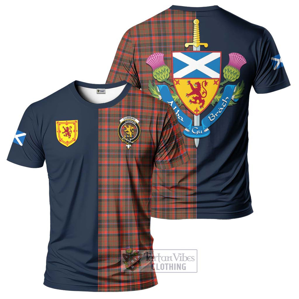 Tartan Vibes Clothing Cumming Hunting Weathered Tartan T-Shirt Alba with Scottish Lion Royal Arm Half Style