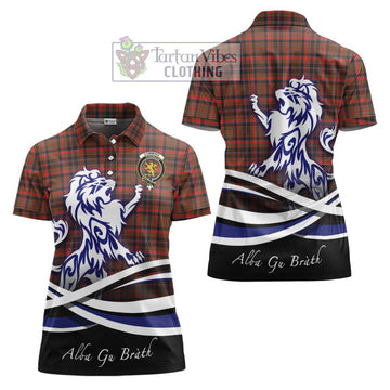 Cumming Hunting Weathered Tartan Women's Polo Shirt with Alba Gu Brath Regal Lion Emblem