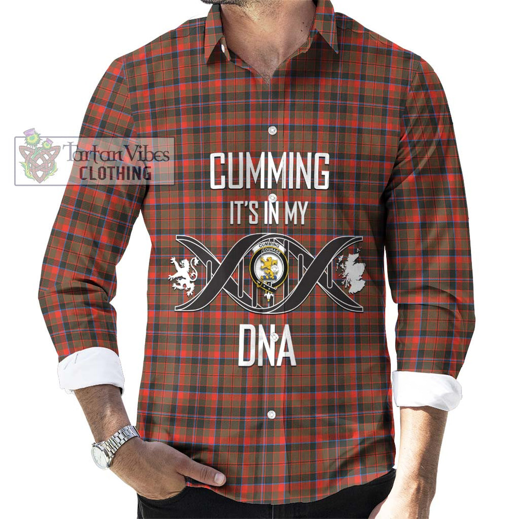 Cumming Hunting Weathered Tartan Long Sleeve Button Shirt with Family Crest DNA In Me Style Men's Shirt S - Tartanvibesclothing Shop