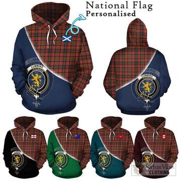 Cumming Hunting Weathered Tartan Hoodie with Personalised National Flag and Family Crest Half Style