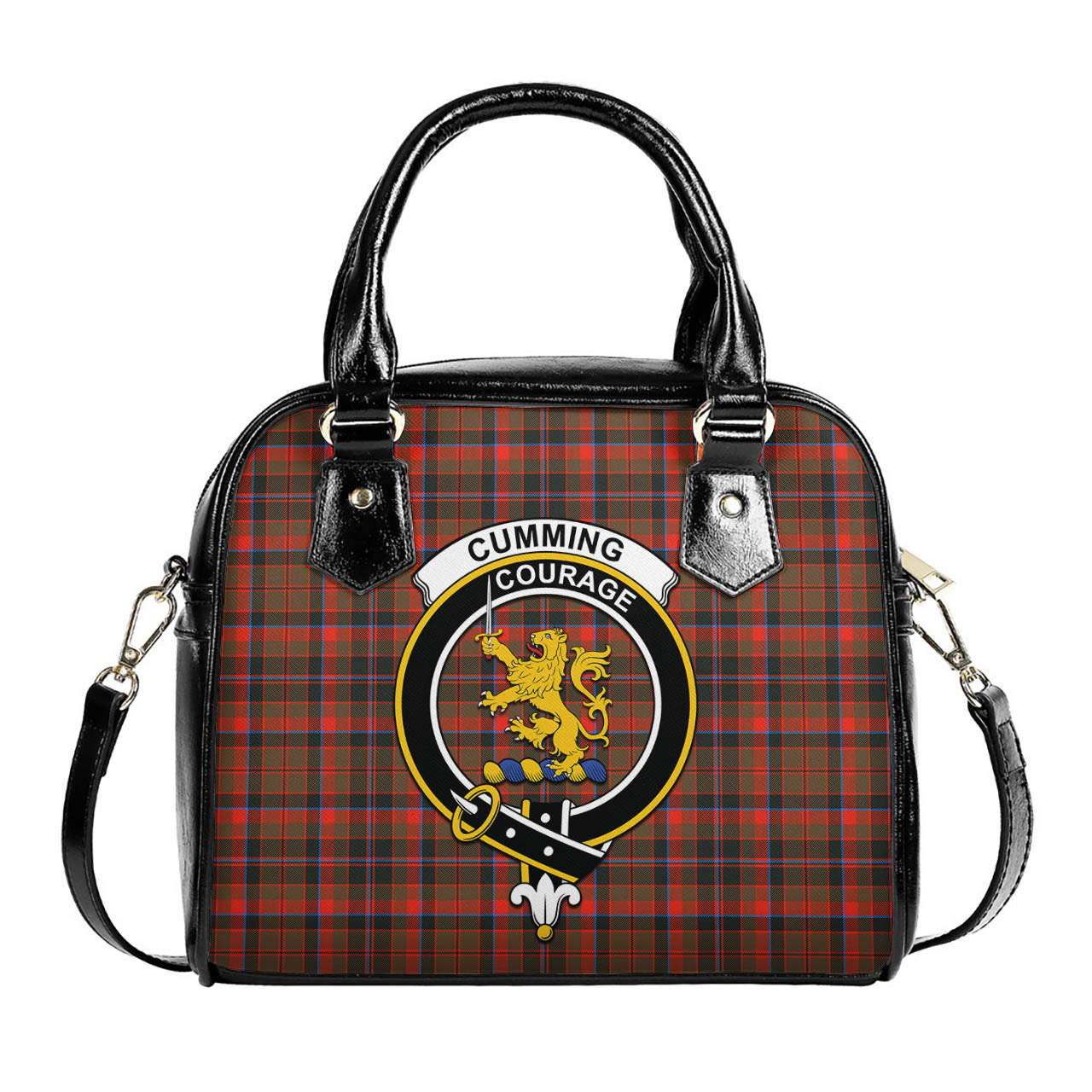 Cumming Hunting Weathered Tartan Shoulder Handbags with Family Crest One Size 6*25*22 cm - Tartanvibesclothing