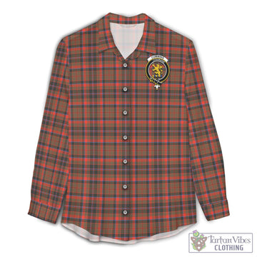 Cumming Hunting Weathered Tartan Women's Casual Shirt with Family Crest