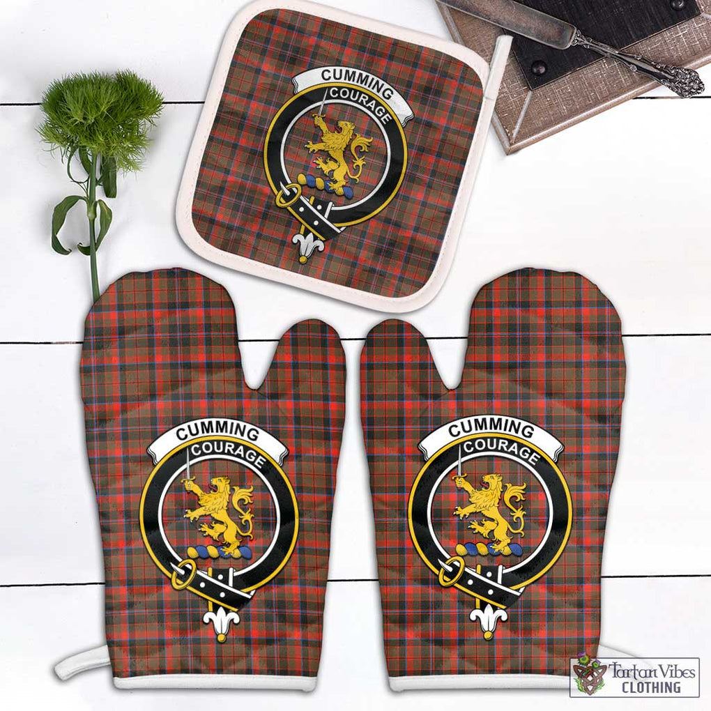 Cumming Hunting Weathered Tartan Combo Oven Mitt & Pot-Holder with Family Crest Combo 1 Oven Mitt & 1 Pot-Holder White - Tartan Vibes Clothing