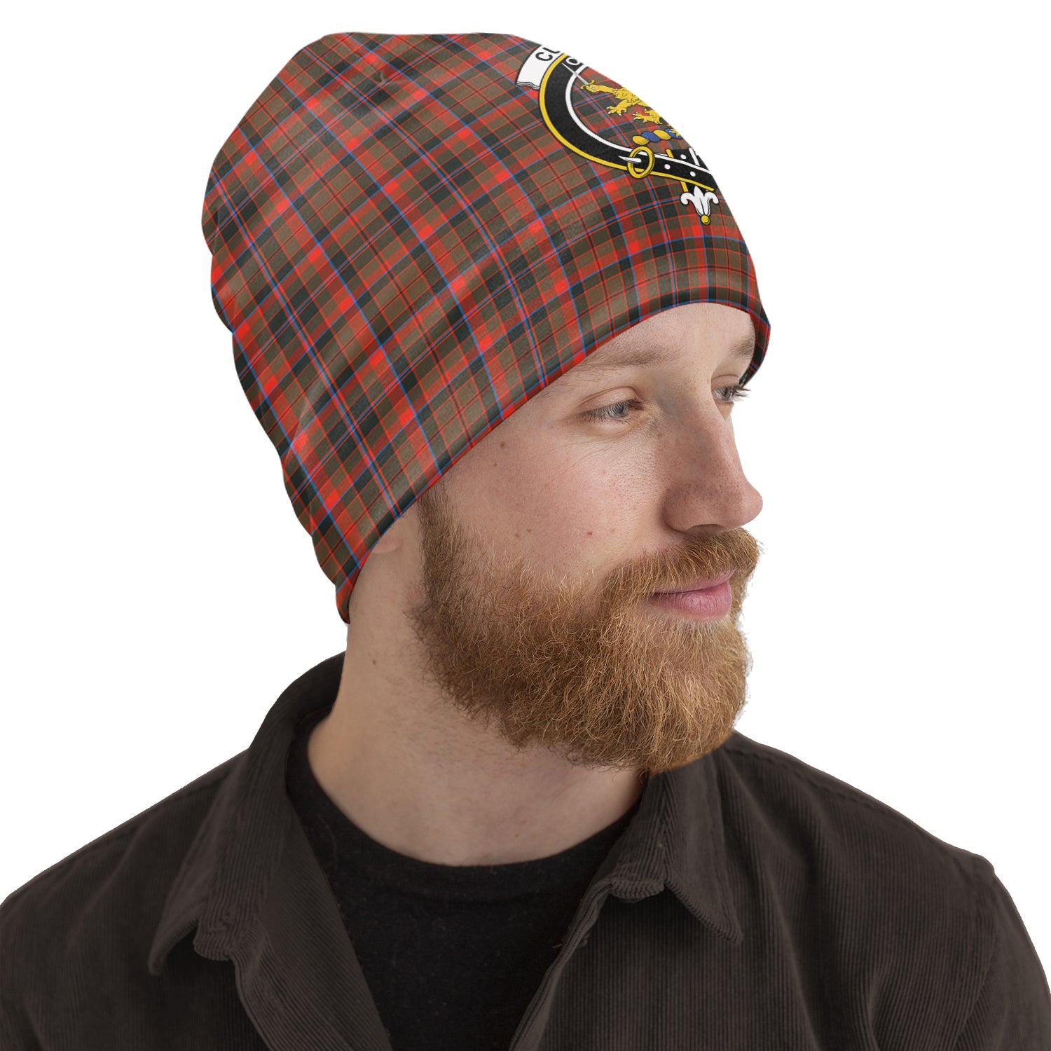 Cumming Hunting Weathered Tartan Beanies Hat with Family Crest One Size 10.5*10.2 inches - Tartan Vibes Clothing