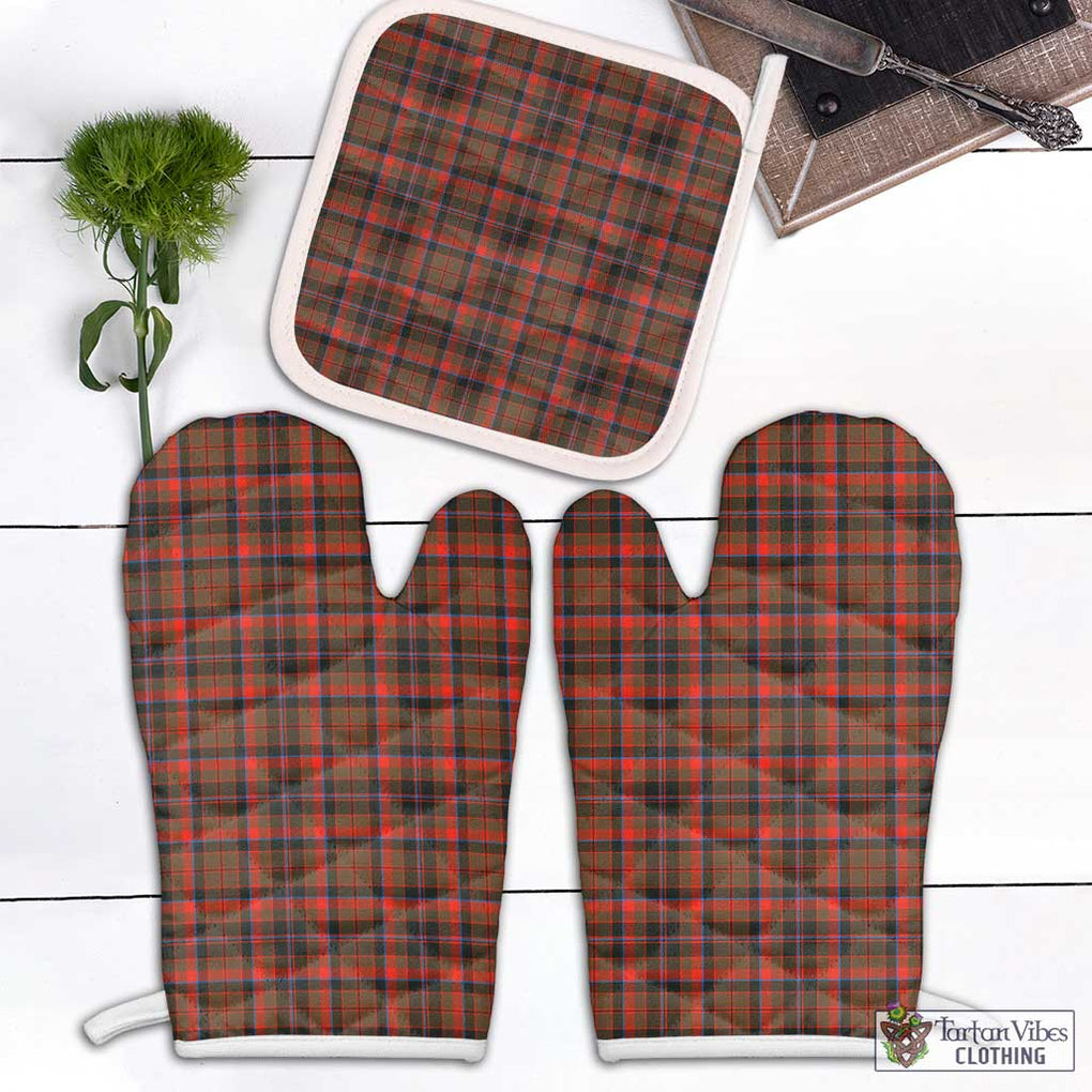 Cumming Hunting Weathered Tartan Combo Oven Mitt & Pot-Holder Combo 1 Oven Mitt & 1 Pot-Holder White - Tartan Vibes Clothing