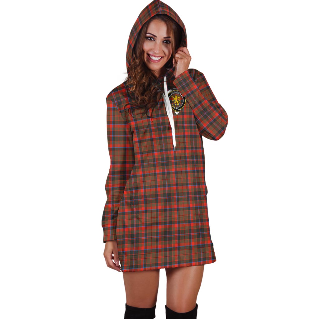 Cumming Hunting Weathered Tartan Hoodie Dress with Family Crest - Tartan Vibes Clothing