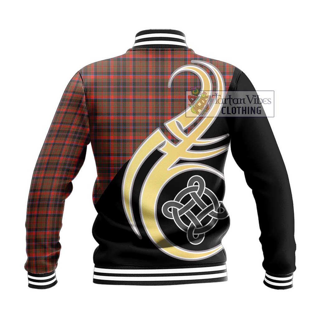 Cumming Hunting Weathered Tartan Baseball Jacket with Family Crest and Celtic Symbol Style - Tartan Vibes Clothing