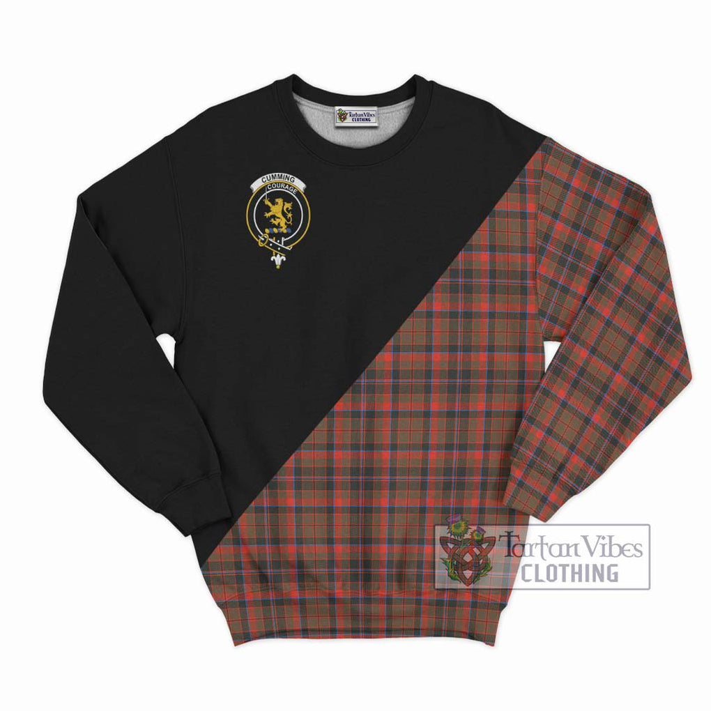 Cumming Hunting Weathered Tartan Sweatshirt with Family Crest and Military Logo Style - Tartanvibesclothing Shop