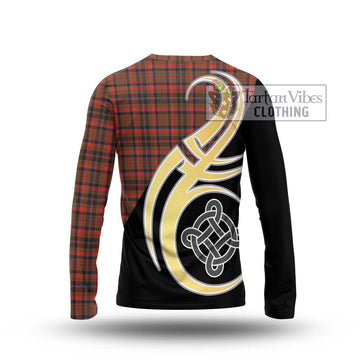 Cumming Hunting Weathered Tartan Long Sleeve T-Shirt with Family Crest and Celtic Symbol Style