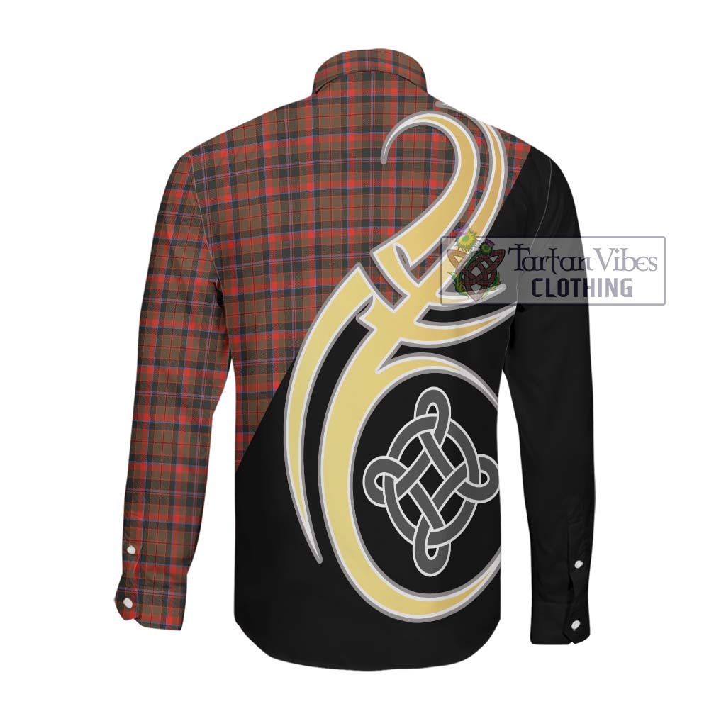 Cumming Hunting Weathered Tartan Long Sleeve Button Shirt with Family Crest and Celtic Symbol Style Men's Shirt - Tartan Vibes Clothing