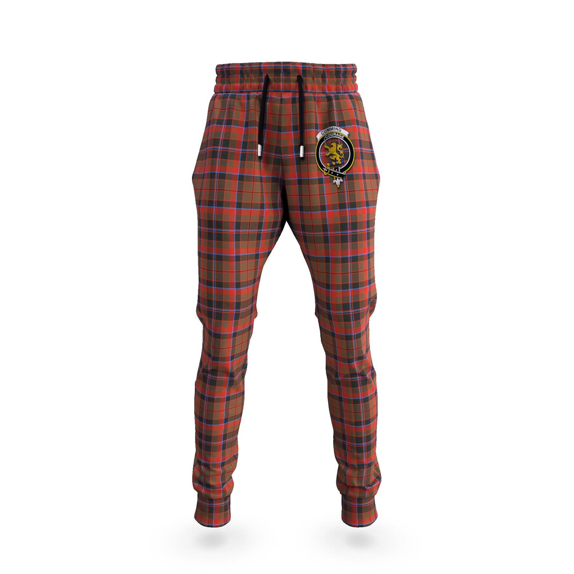 Cumming Hunting Weathered Tartan Joggers Pants with Family Crest - Tartanvibesclothing