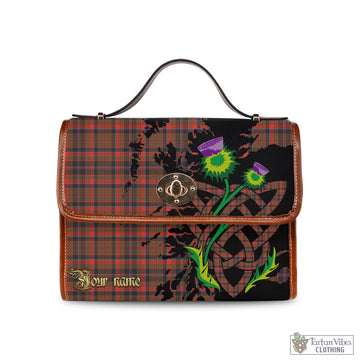 Cumming Hunting Weathered Tartan Waterproof Canvas Bag with Scotland Map and Thistle Celtic Accents