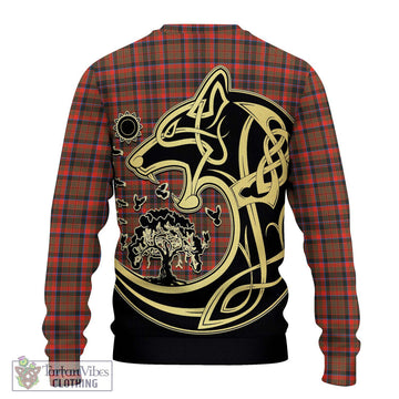 Cumming Hunting Weathered Tartan Ugly Sweater with Family Crest Celtic Wolf Style