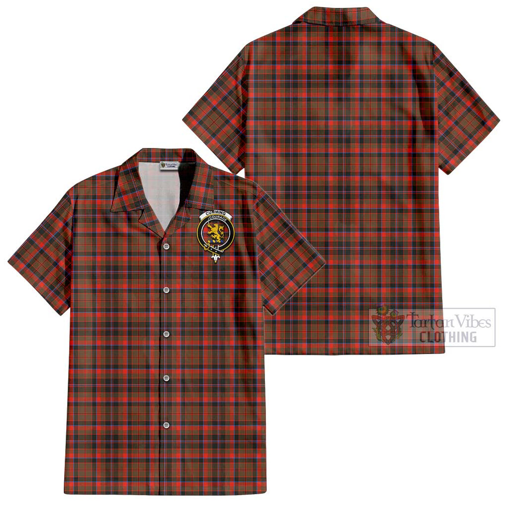 Cumming Hunting Weathered Tartan Cotton Hawaiian Shirt with Family Crest Kid - Tartan Vibes Clothing