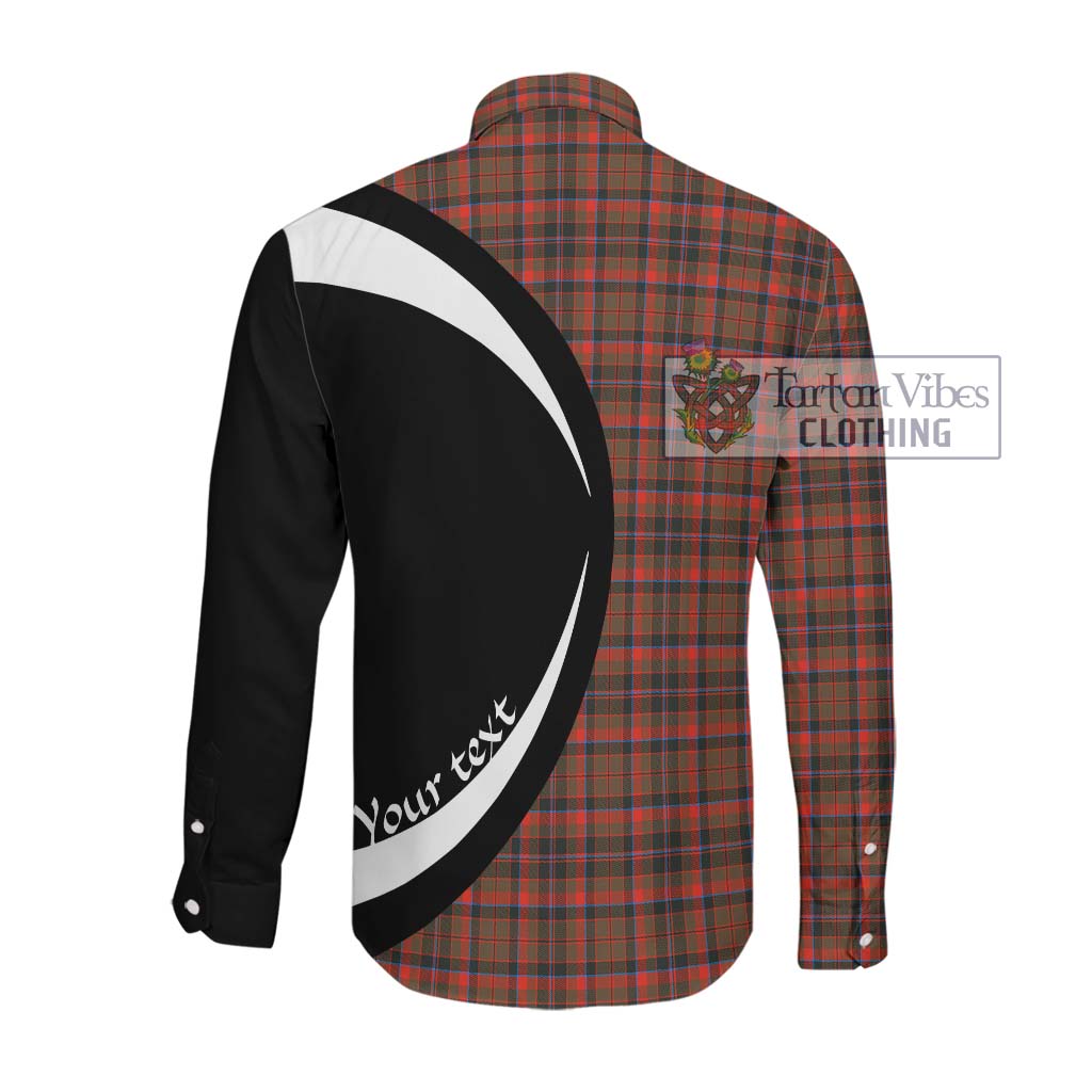 Cumming Hunting Weathered Tartan Long Sleeve Button Up with Family Crest Circle Style Men's Shirt - Tartan Vibes Clothing