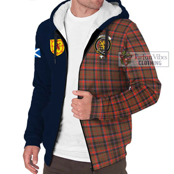 Cumming Hunting Weathered Tartan Sherpa Hoodie Alba with Scottish Lion Royal Arm Half Style