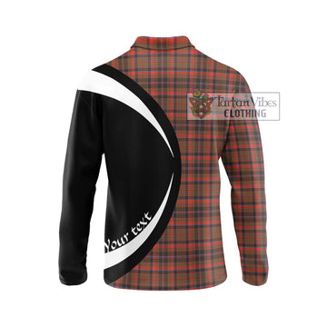 Cumming Hunting Weathered Tartan Long Sleeve Polo Shirt with Family Crest Circle Style