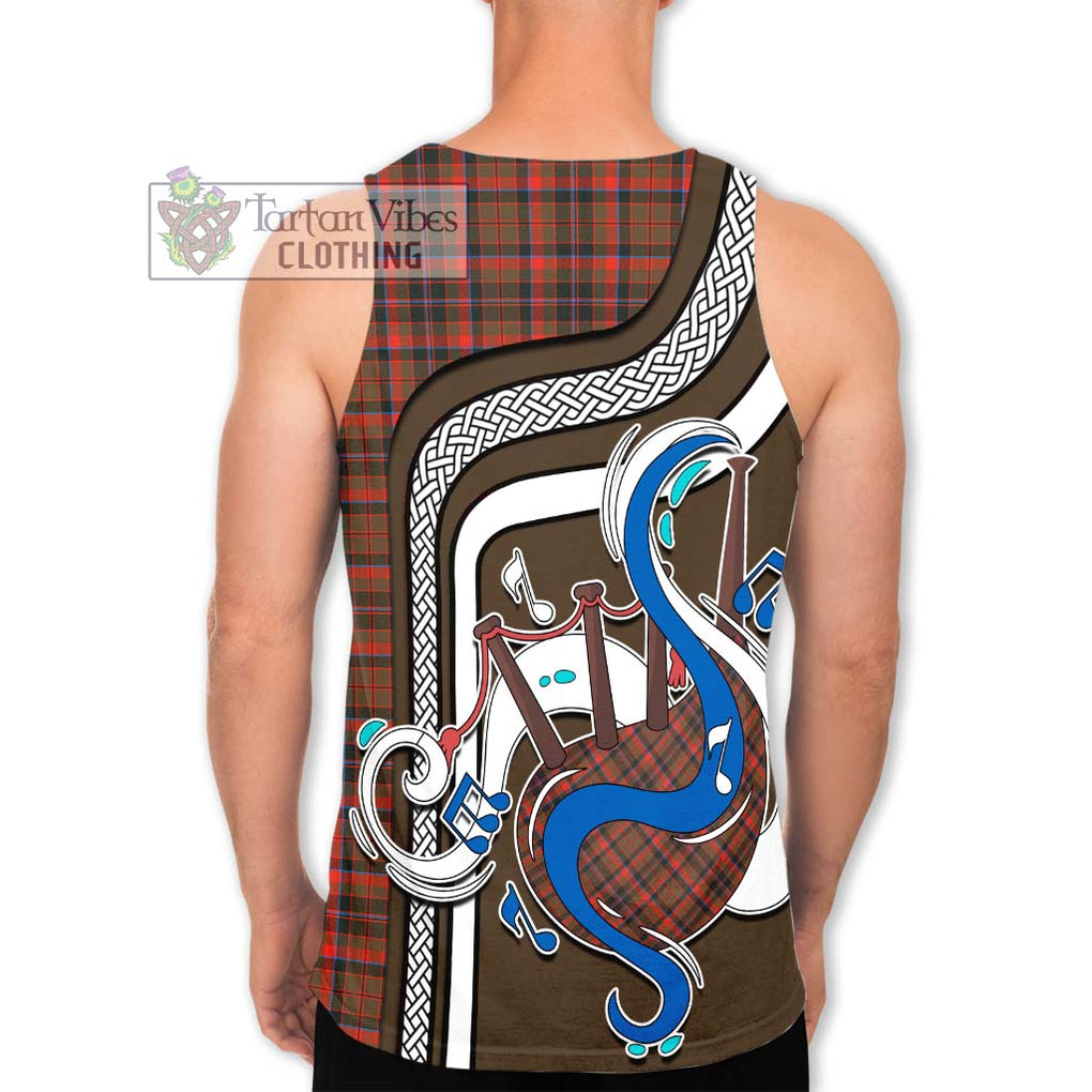 Cumming Hunting Weathered Tartan Men's Tank Top with Epic Bagpipe Style - Tartanvibesclothing Shop