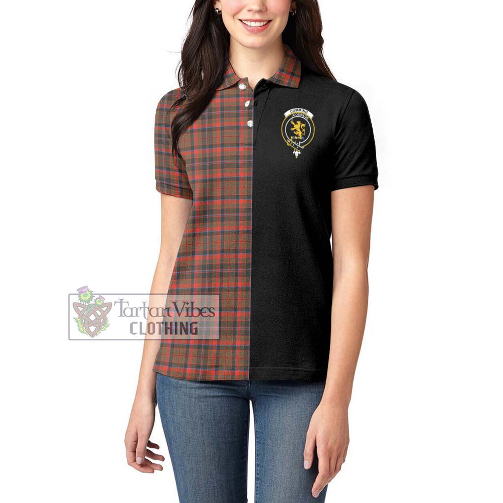 Cumming Hunting Weathered Tartan Women's Polo Shirt with Family Crest and Half Of Me Style - Tartanvibesclothing Shop