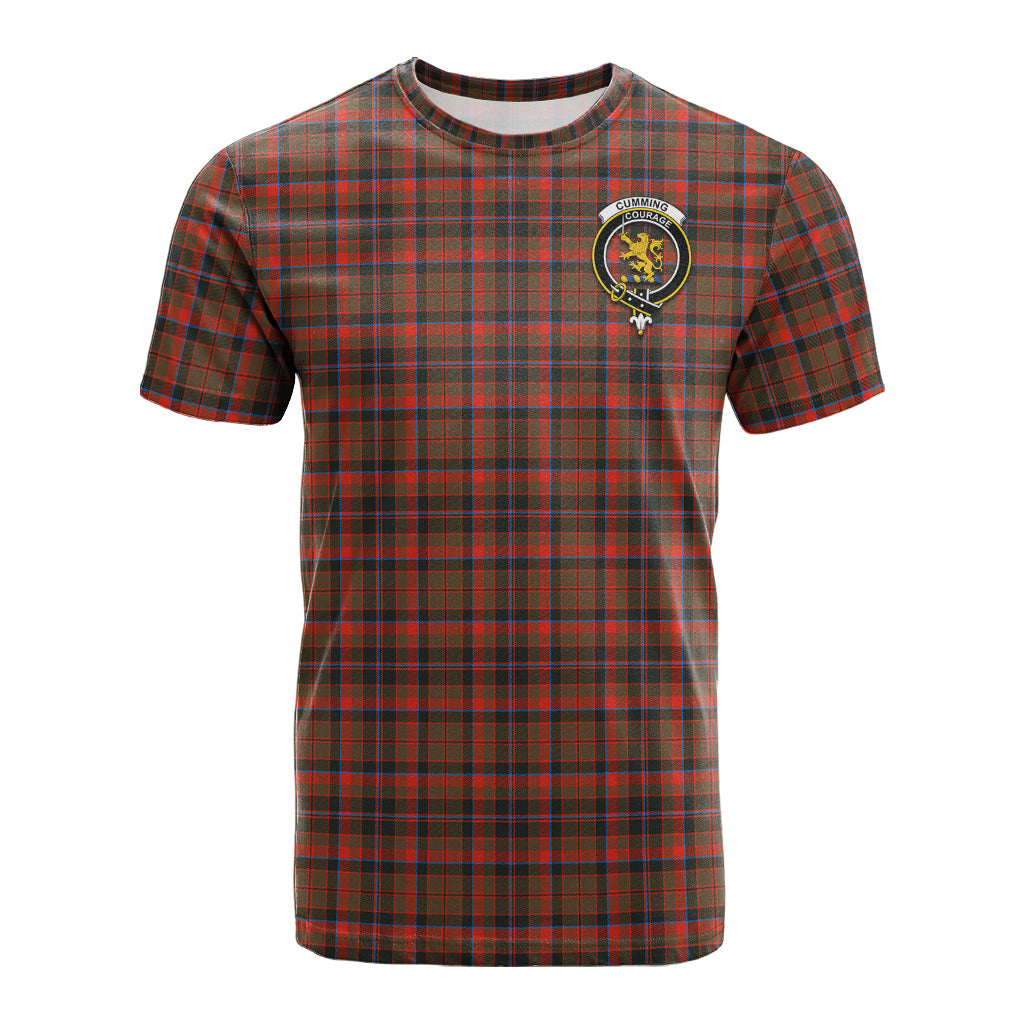 Cumming Hunting Weathered Tartan T-Shirt with Family Crest - Tartan Vibes Clothing