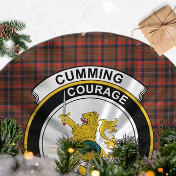 Cumming Hunting Weathered Tartan Christmas Tree Skirt with Family Crest