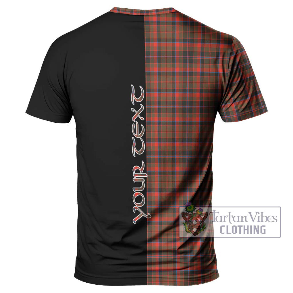 Cumming Hunting Weathered Tartan T-Shirt with Family Crest and Half Of Me Style - Tartanvibesclothing Shop